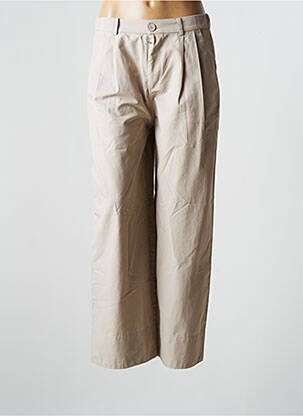 Pantalon large fermeture zippée sous rabat boutonné taille haute gris THE KORNER femme