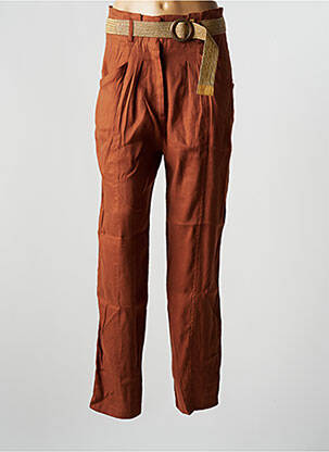 Pantalon droit taille à pinces taille haute marron LA PETITE FRANCAISE femme