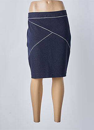 Jupe mi-longue coupe droite bleu JULIE GUERLANDE femme