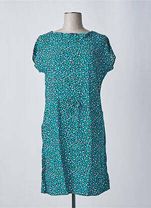 Robe mi-longue tissage crêpe manches courtes vert ONLY femme
