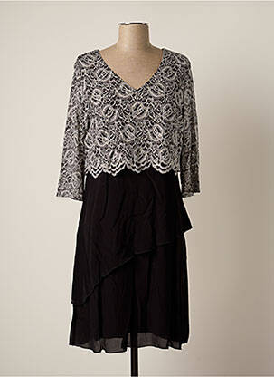 Robe mi-longue coupe fluide manches longues noir PAUSE CAFE femme