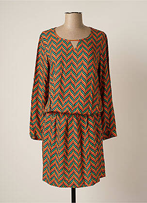 Robe mi-longue coupe fluide manches longues orange LE PETIT BAIGNEUR femme