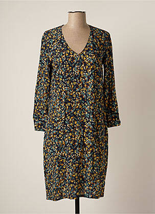 Robe mi-longue imprimé fleurs manches longues bleu LE PETIT BAIGNEUR femme