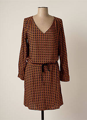 Robe mi-longue manches longues manches longues orange LE PETIT BAIGNEUR femme