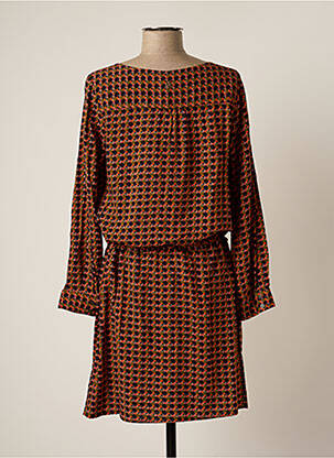 Robe mi-longue manches longues manches longues orange LE PETIT BAIGNEUR femme