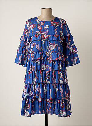 Robe courte manches 3/4 manches 3/4 bleu VICTORIO & LUCCHINO femme