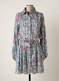 Robe courte coupe évasée manches longues vert VICTORIO & LUCCHINO femme