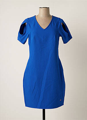 Robe courte fermeture zippée au dos manches courtes bleu VICTORIO & LUCCHINO femme