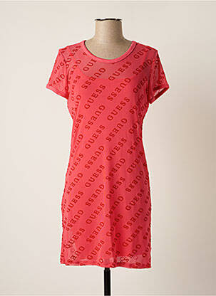 Robe courte manches courtes manches courtes rose GUESS femme
