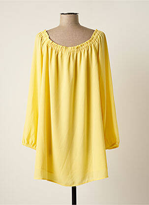 Robe courte manches longues manches longues jaune GUESS femme