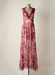 Robe longue imprimé fleurs fines bretelles rose GUESS femme