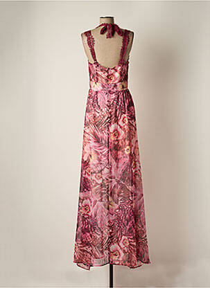 Robe longue imprimé fleurs fines bretelles rose GUESS femme