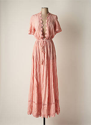 Robe longue manches courtes manches courtes rose GUESS femme