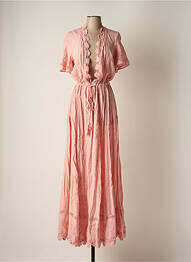 Robe longue manches courtes manches courtes rose GUESS femme