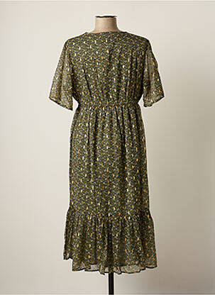 Robe mi-longue imprimé fleurs manches courtes vert LE PETIT BAIGNEUR femme