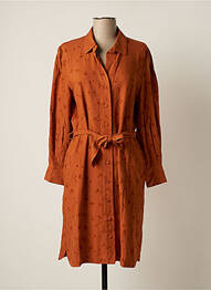 Robe mi-longue imprimé fleurs manches longues marron LE PETIT BAIGNEUR femme
