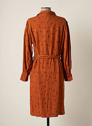Robe mi-longue imprimé fleurs manches longues marron LE PETIT BAIGNEUR femme