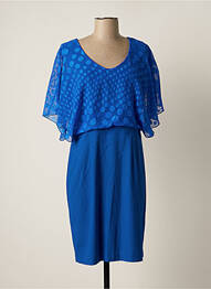 Robe mi-longue fermeture zippée au dos manches courtes bleu PAUSE CAFE femme