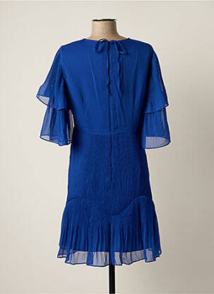 Robe mi-longue tissage crêpe manches courtes bleu SALSA femme