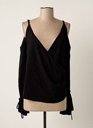 Top tissage crêpe manches longues noir LAAGAM femme