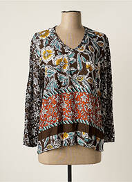 Blouse imprimé fleurs manches 3/4 marron LE PETIT BAIGNEUR femme