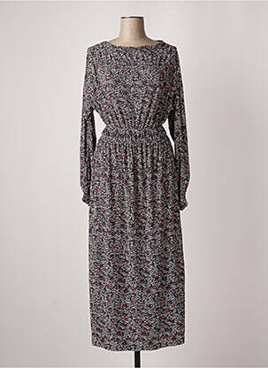 Robe mi-longue imprimé fleurs manches longues gris SALSA femme