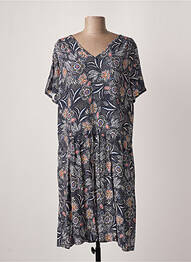 Robe mi-longue imprimé fleurs manches courtes bleu LE PETIT BAIGNEUR femme