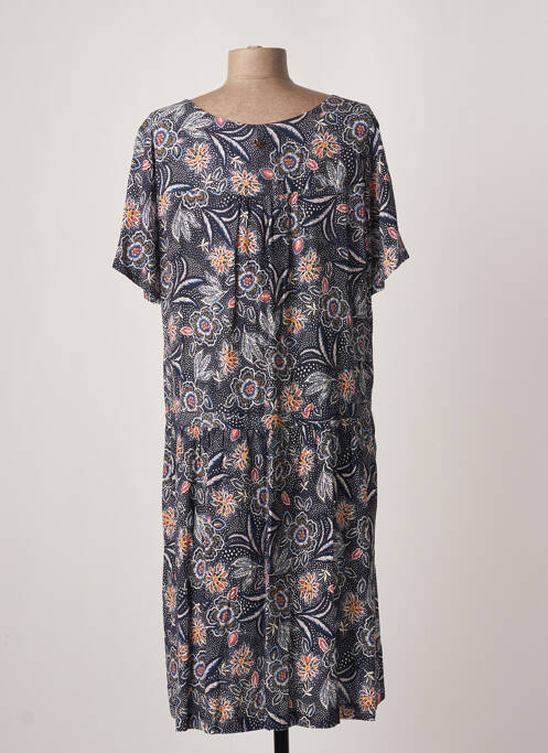 Robe mi-longue imprimé fleurs manches courtes bleu LE PETIT BAIGNEUR femme