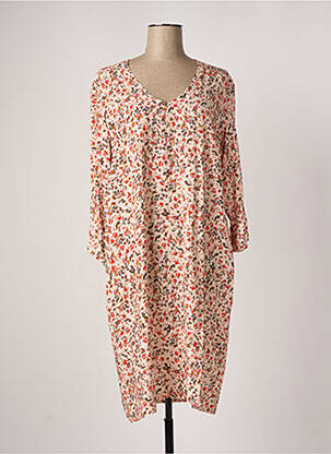 Robe mi-longue imprimé fleurs manches longues rose LE PETIT BAIGNEUR femme