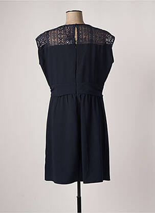Robe mi-longue tissage crêpe manches courtes bleu PAUSE CAFE femme