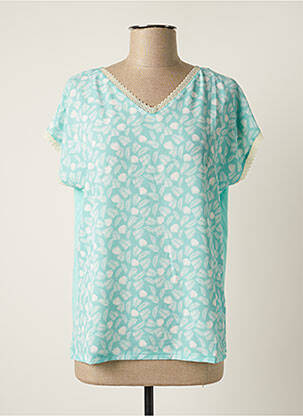 T-shirt col v manches courtes bleu DAMART femme
