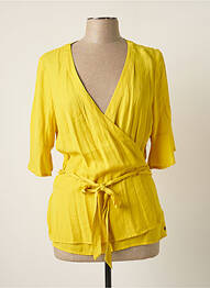 Gilet cache-cœur coupe cintrée jaune GARCIA femme