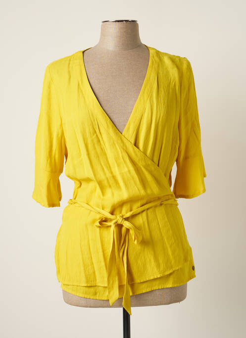 Gilet cache-cœur coupe cintrée jaune GARCIA femme