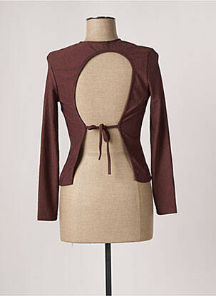 Top tissage crêpe manches longues marron LAAGAM femme