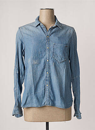 Chemisier poches poitrine manches longues bleu RESTORED femme