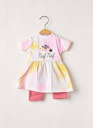 Robe mi-longue manches courtes manches courtes rose NAF NAF fille
