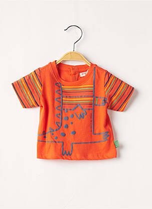 T-shirt fermeture zippée à l'épaule manches courtes orange DU PAREIL AU MÊME garçon