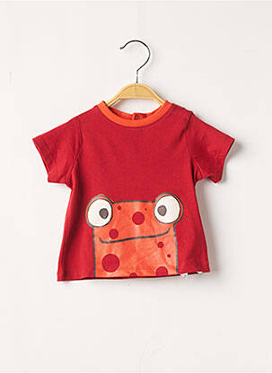 T-shirt fermeture zippée à l'épaule manches courtes rouge DU PAREIL AU MÊME garcon
