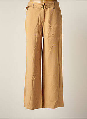 Pantalon large fermeture zippée sous rabat boutonné taille normale marron LE PETIT BAIGNEUR femme
