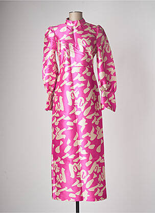 Robe longue manches dos nu manches longues rose LAAGAM femme