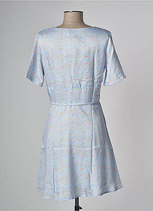 Robe courte coupe évasée manches courtes bleu LAAGAM femme