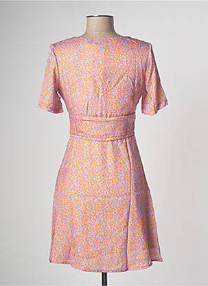 Robe courte coupe évasée manches courtes rose LAAGAM femme