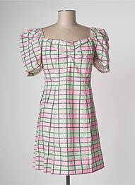 Robe courte fermeture zippée au dos manches courtes rose LAAGAM femme