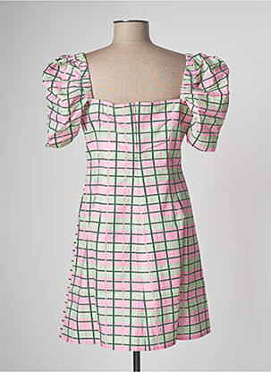 Robe courte fermeture zippée au dos manches courtes rose LAAGAM femme