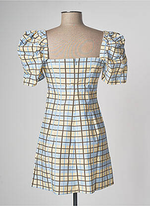 Robe courte fermeture zippée au dos manches courtes bleu LAAGAM femme