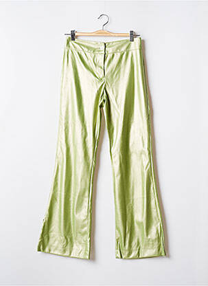 Pantalon large fermeture zippée sous rabat boutonné taille haute vert LAAGAM femme