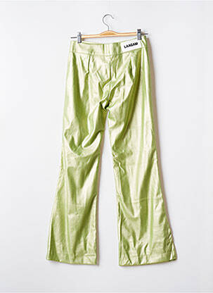 Pantalon large fermeture zippée sous rabat boutonné taille haute vert LAAGAM femme