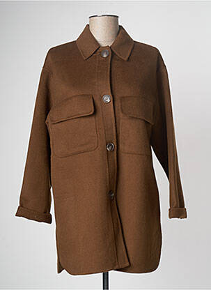 Manteau court coupe droite sans capuche marron YERSE femme