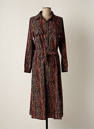 Robe mi-longue marron MADE IN ITALY pour femme