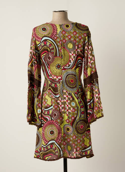 Robe courte marron HIP UP pour femme